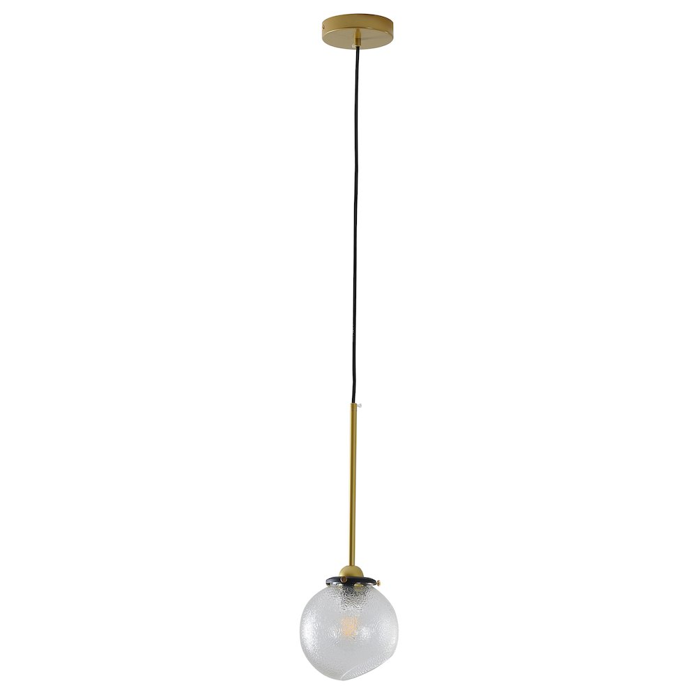 1-Light Gold Plated Single Pendant With A Clear Glass Shade. Picture 2