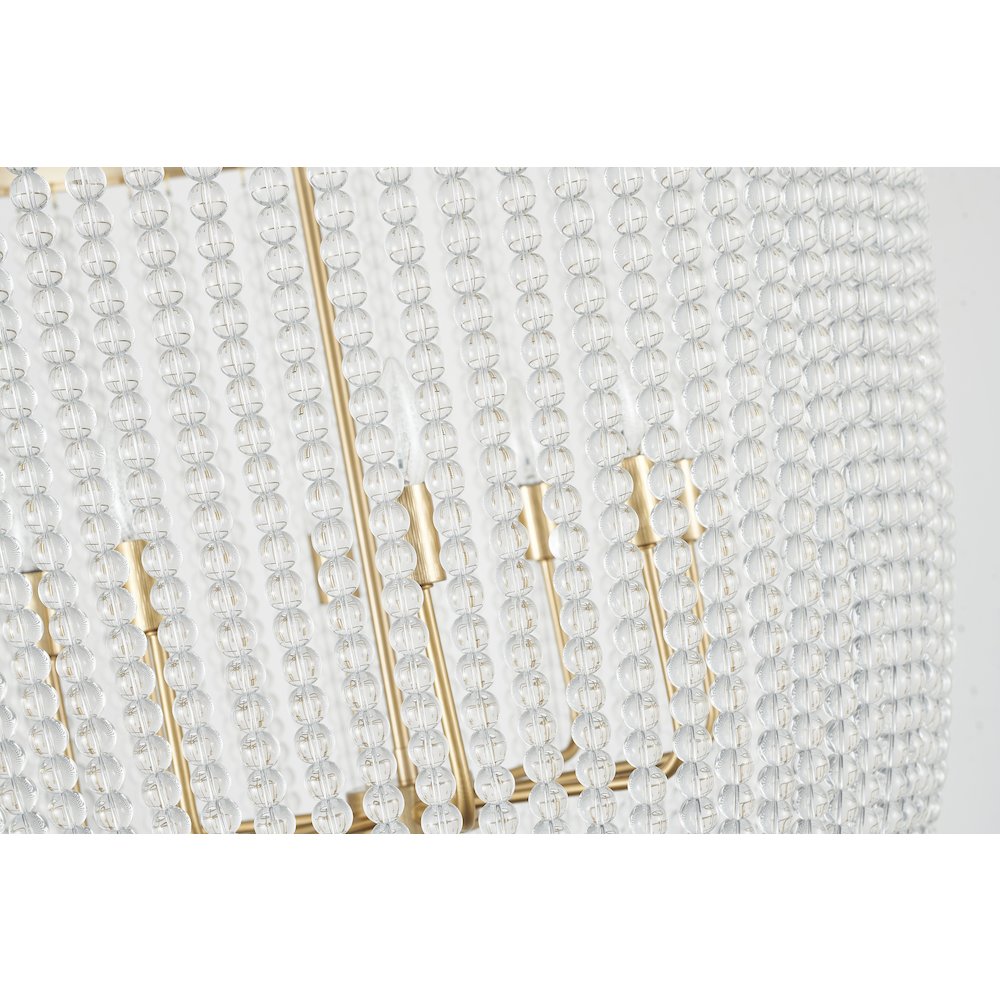 8-Light Gold Chandelier With Clear Beaded hanging Glass. Picture 5