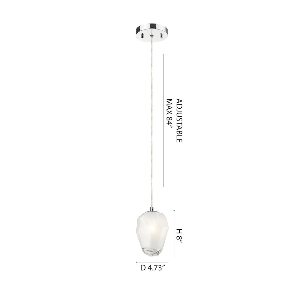 1-Light Chrome Pendant With A White Glass Shade. Picture 3