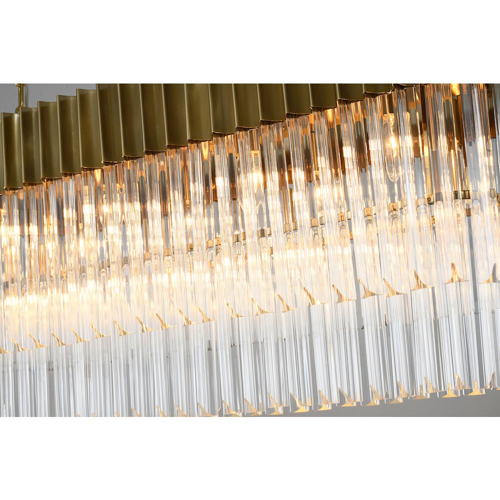 12-Light Brass Chandelier With Clear Crystals. Picture 3