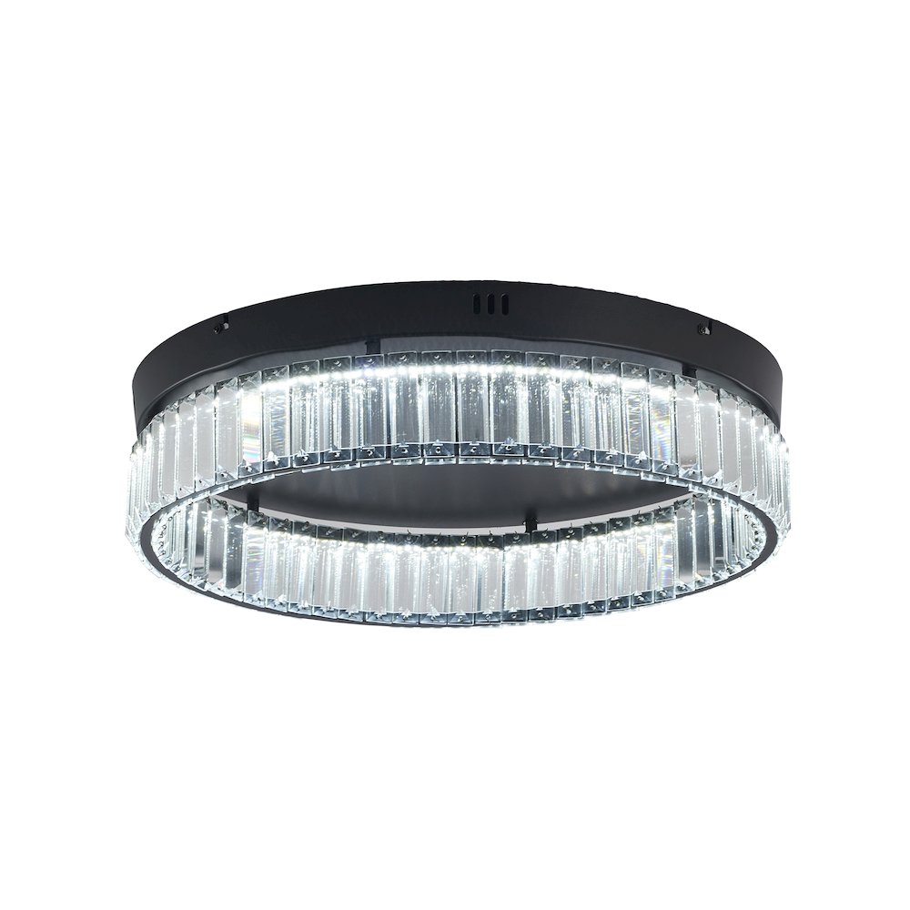 1-Light Satin Black Dimmable LED Flush Mount With Clear Crystals. Picture 1