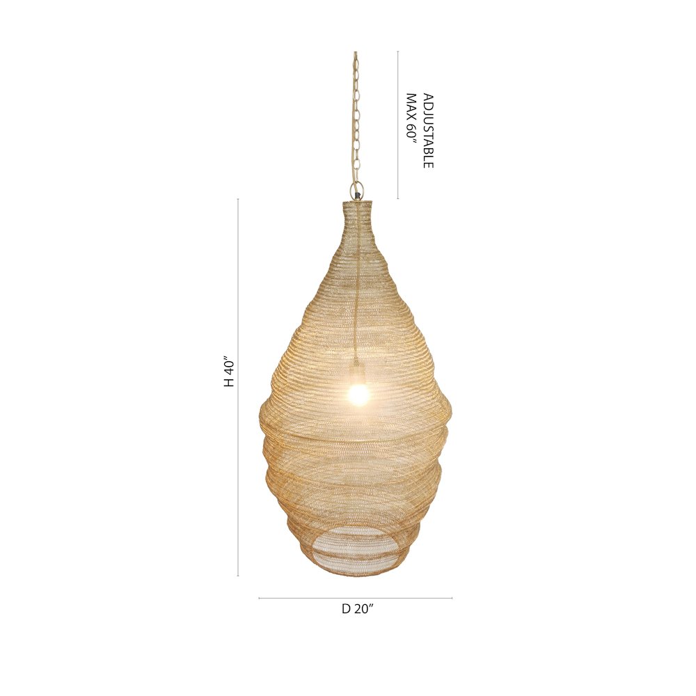 1-Light Gold Pendant With A Chain Basket Shade. Picture 6