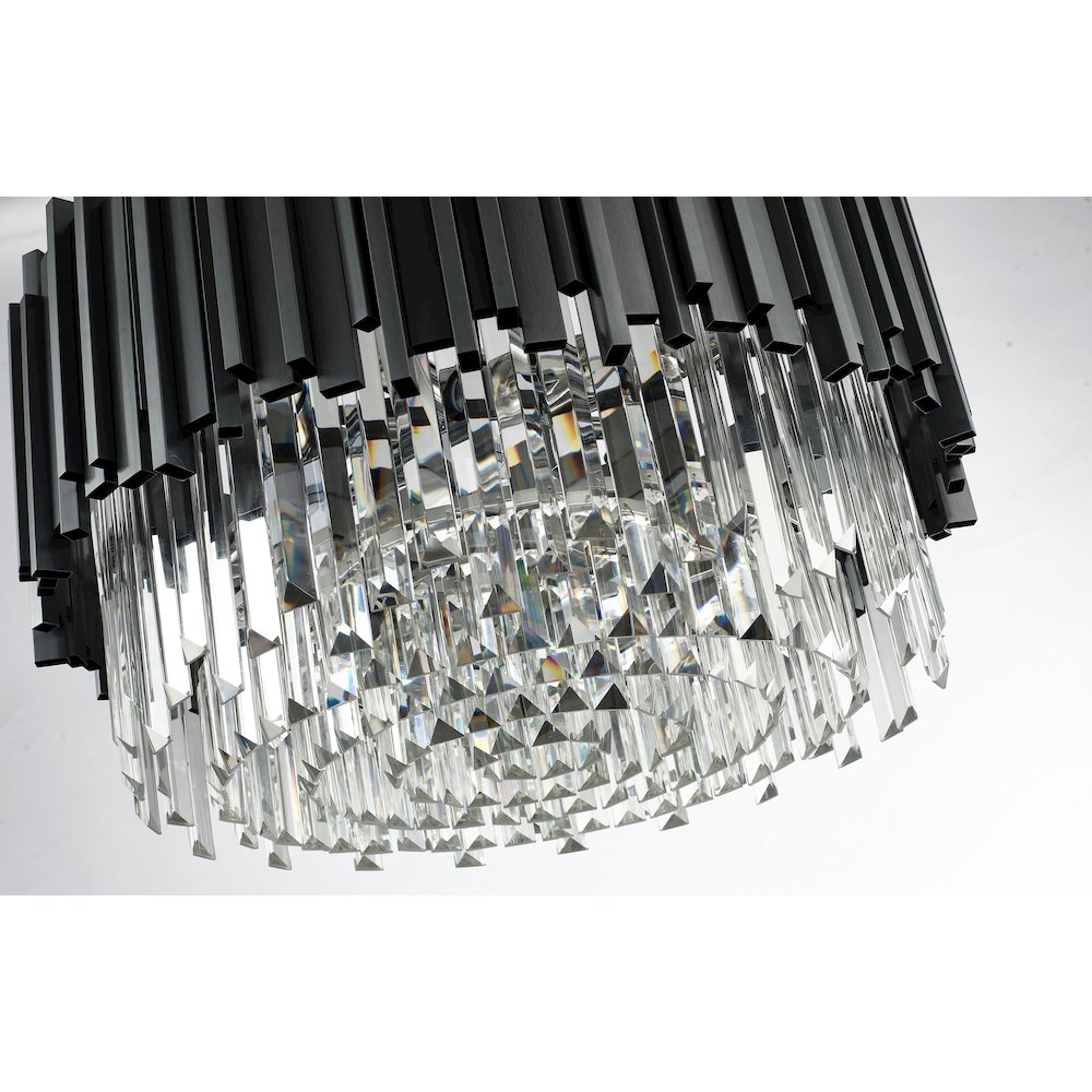 8-Light Black Stainless Steel Chandelier With Clear Crystals. Picture 3