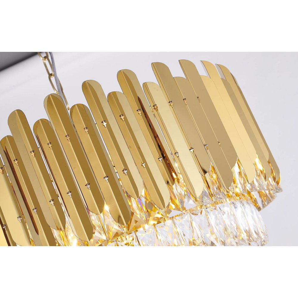 15-Light Gold Stainless Steel Chandelier With Clear Crystals. Picture 5