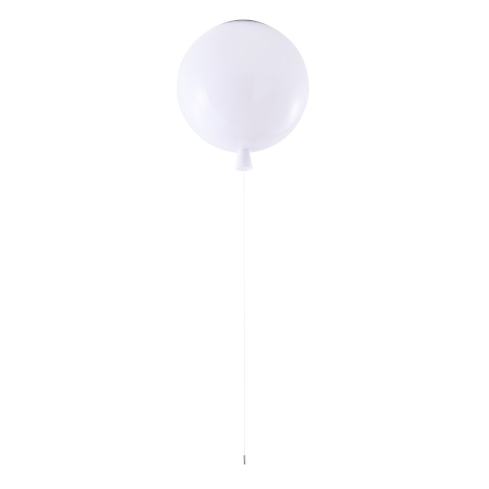 1-Light white acrylic semi flush mount in a balloon shape. Picture 2