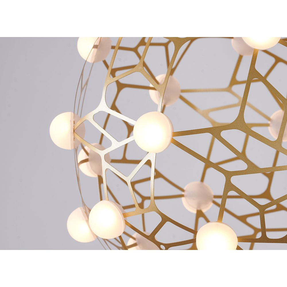70-Light Gold Dimmable LED Chandelier With White Acrylic Diffusers. Picture 3