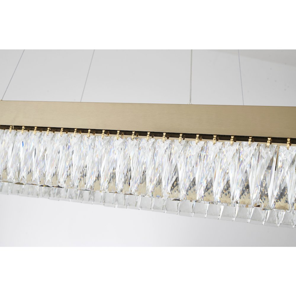 4-Light Gold Hairline LED Chandelier With Clear Crystals. Picture 5