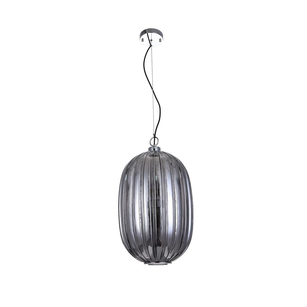 Single Pendant Lighting Chrome Metal & Glass. Picture 2