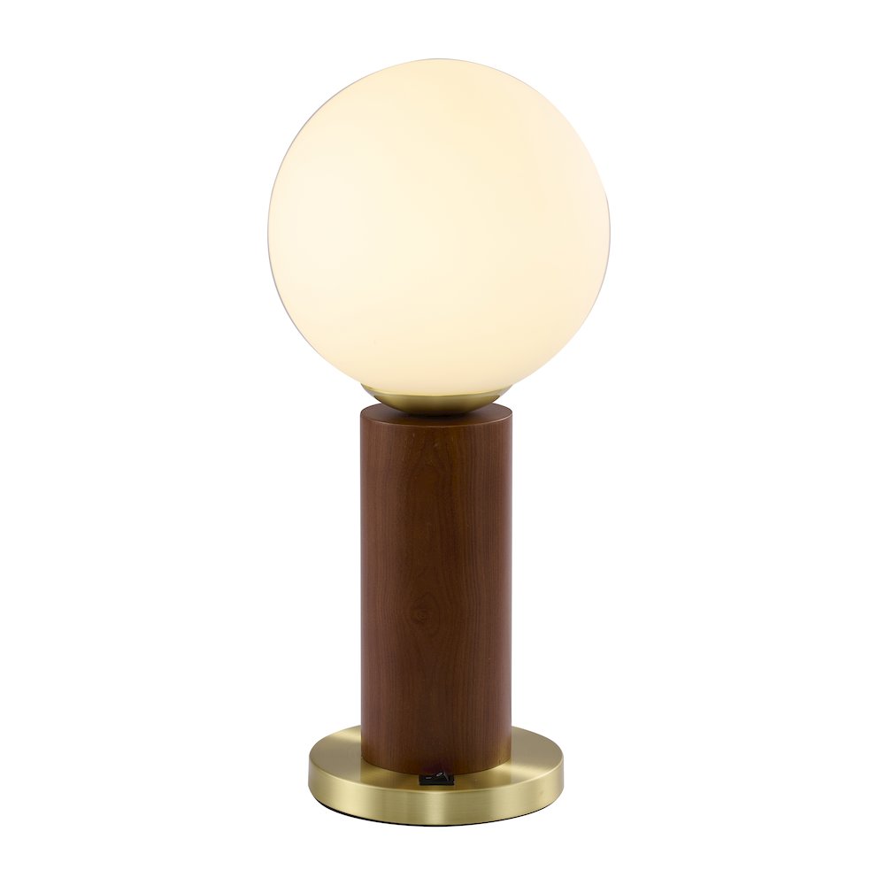 1-Light Black And Satin Brass Table Lamp With A White Glass Shade. Picture 1