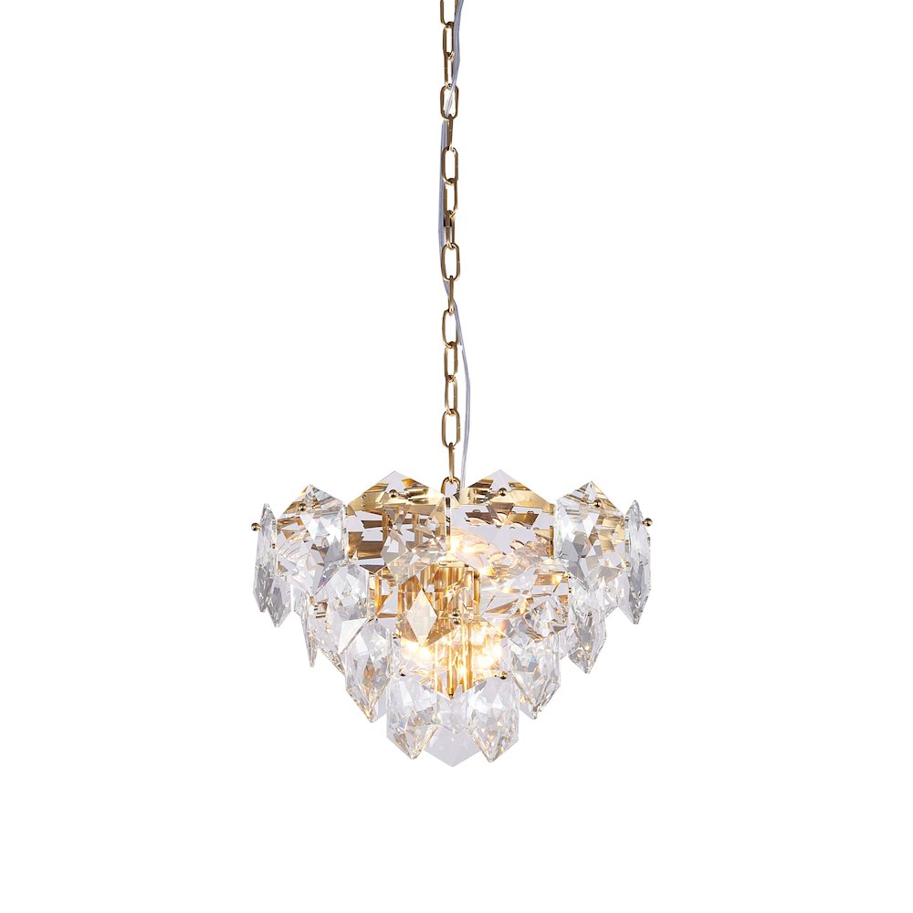 8-Light Gold Chandelier With Clear Crystal Accents. Picture 1