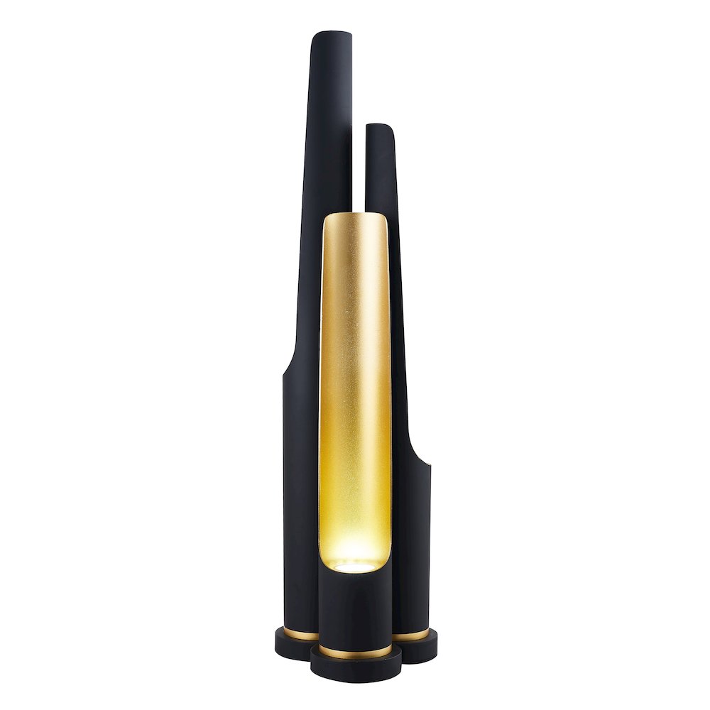 3-Light Matte Black Table Lamp With Gold Interior. Picture 2