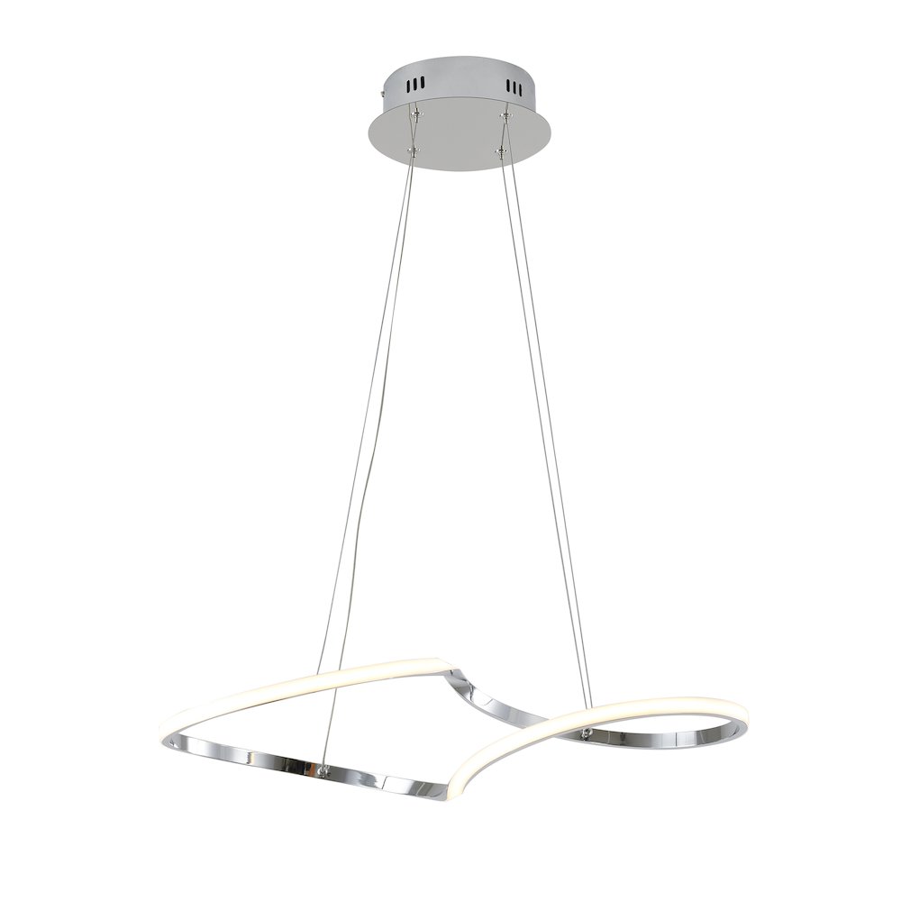 2-Light Chrome Twisted LED Chandelier With White Diffusers. Picture 1