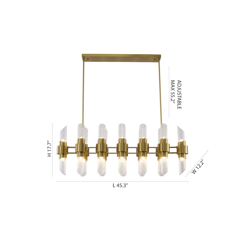 20-Light Satin Brass Iron Chandelier With Clear Glass Shades. Picture 6