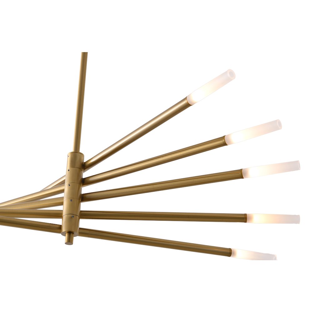 10-Light Gold Iron Chandelier With frosted Glass Shades. Picture 1
