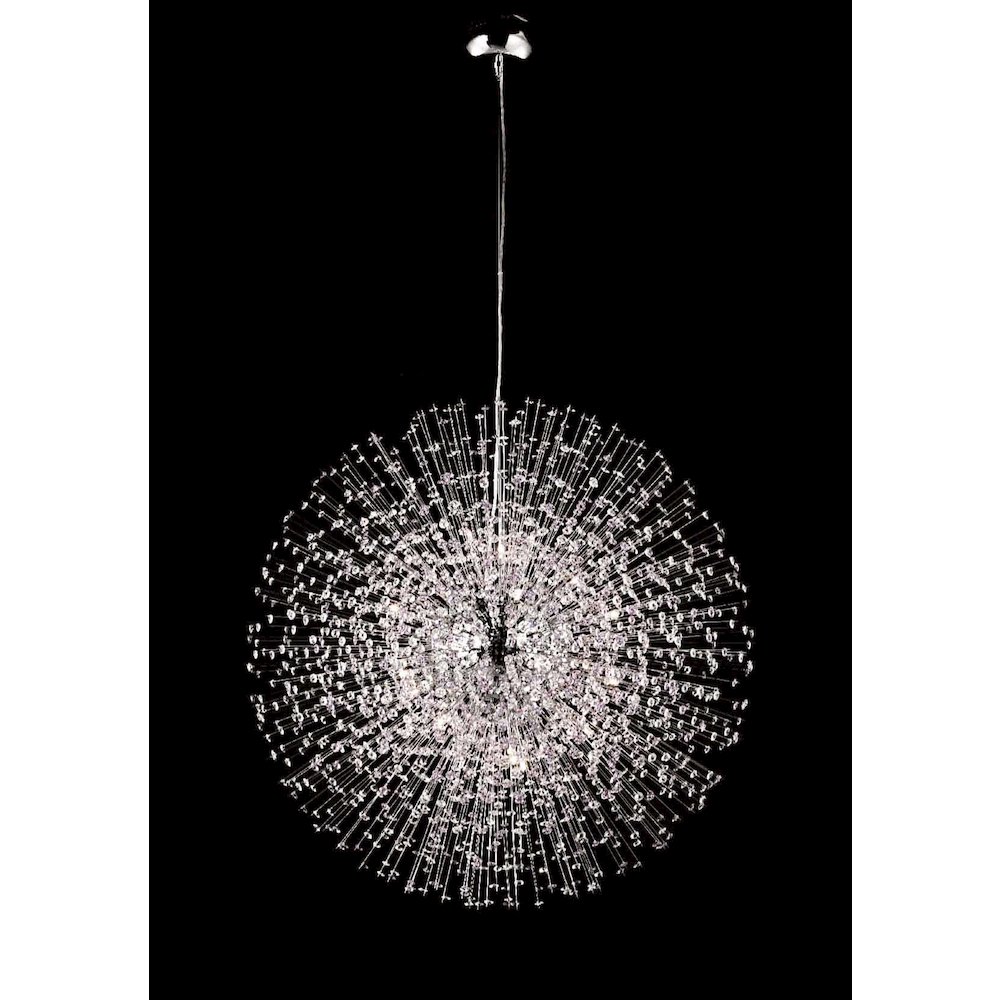22-Light Chrome Chandelier With Clear Crystals. Picture 1