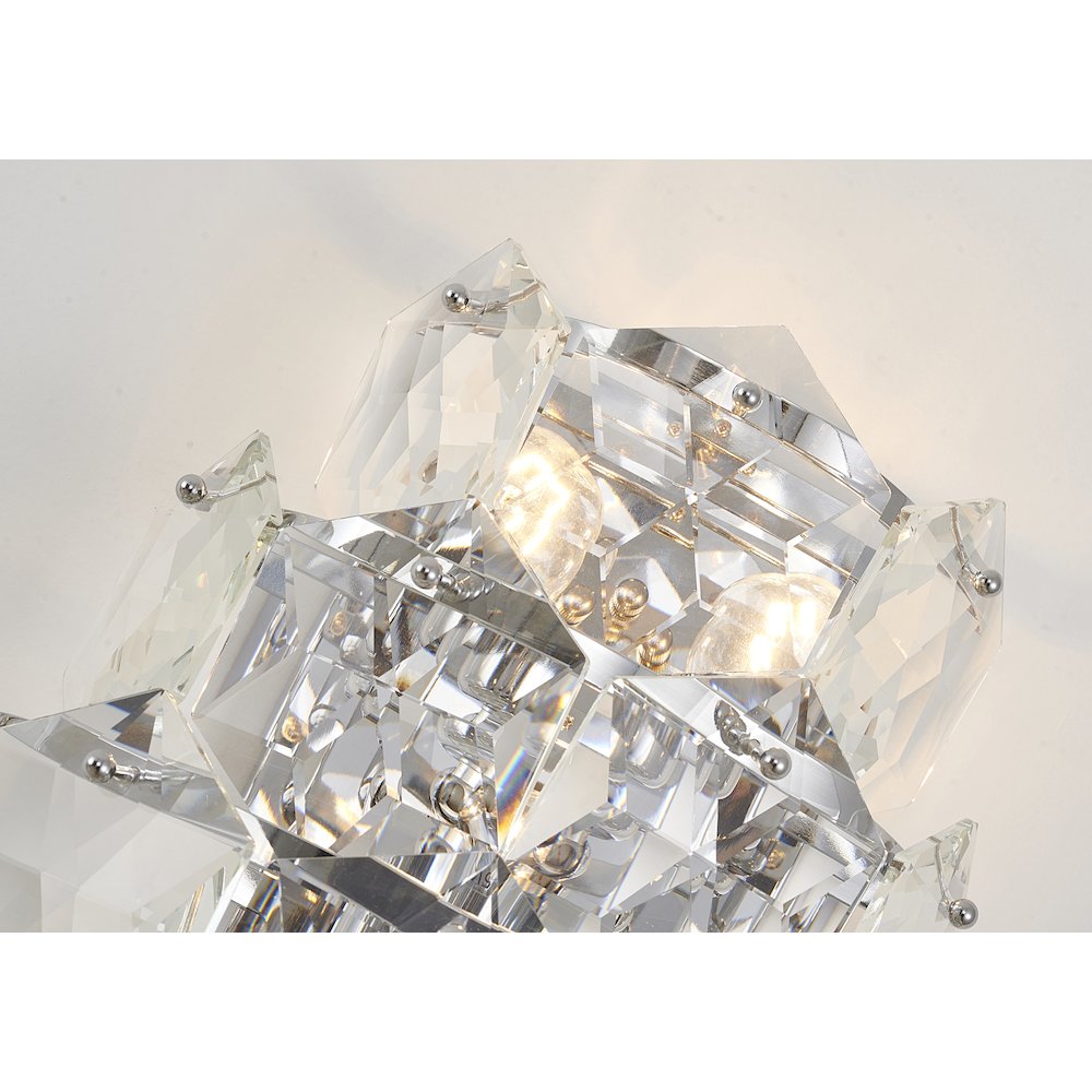 3-Light Chrome Wall Sconce With Clear Crystals. Picture 4
