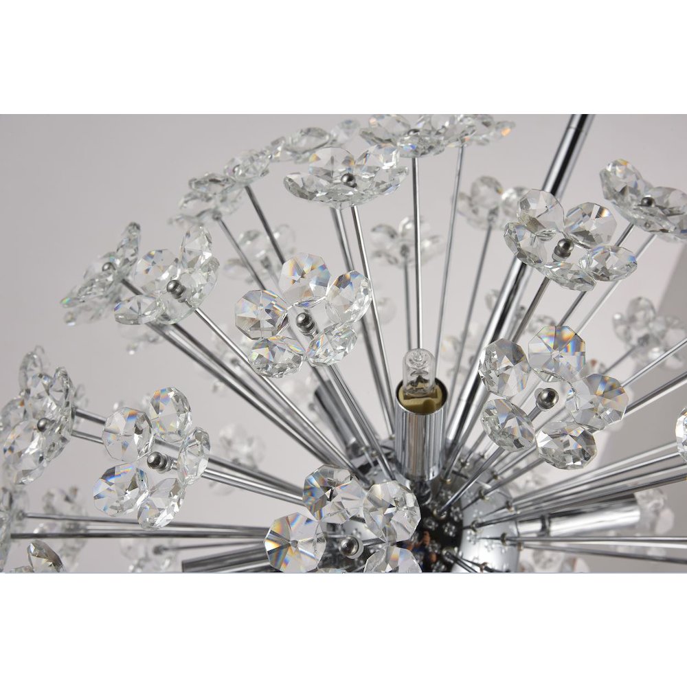 6-Light Chrome Chandelier With Clear Crystal Flowers. Picture 4