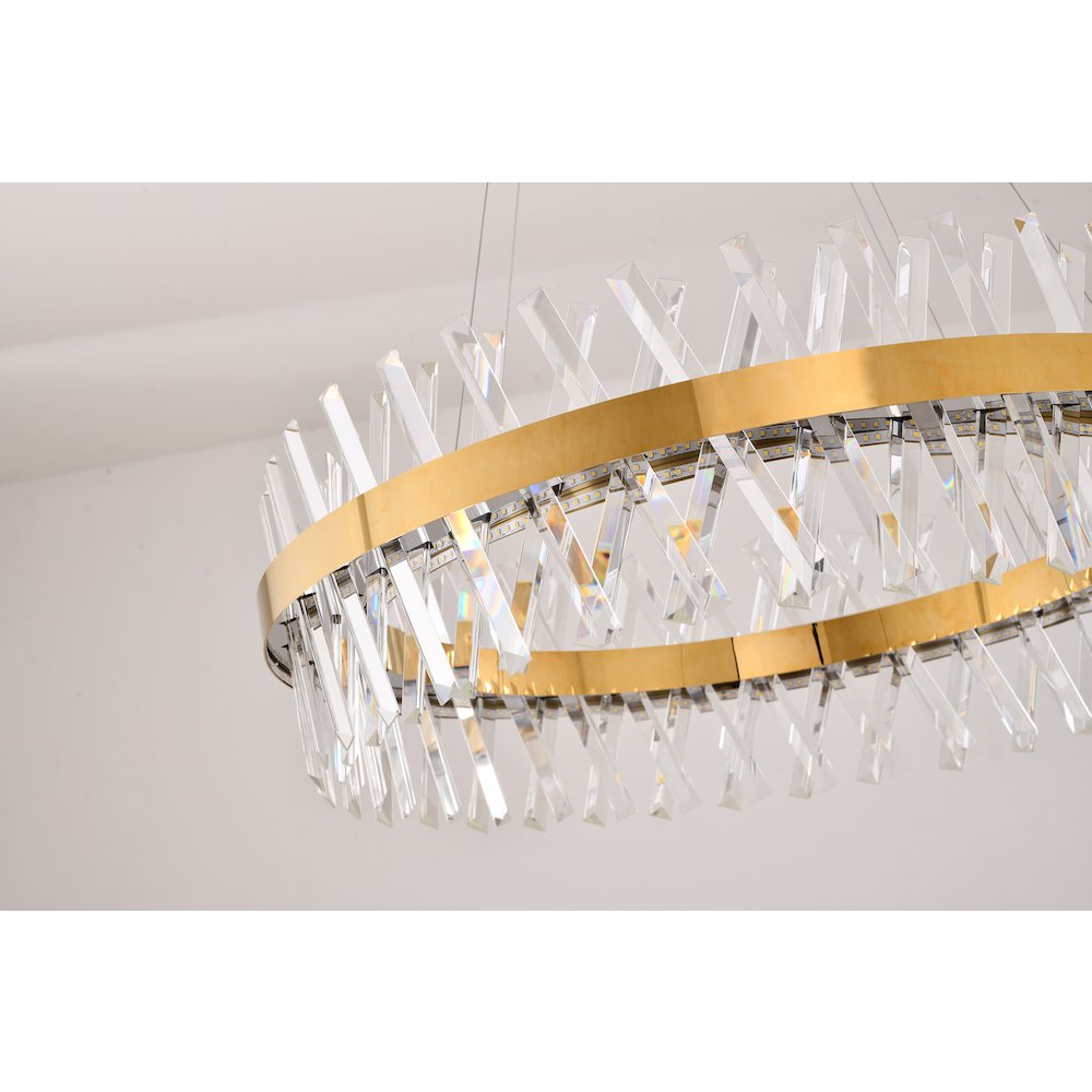 1-Light Gold Dimmable LED chandelier With Clear Crystal Accents. Picture 3