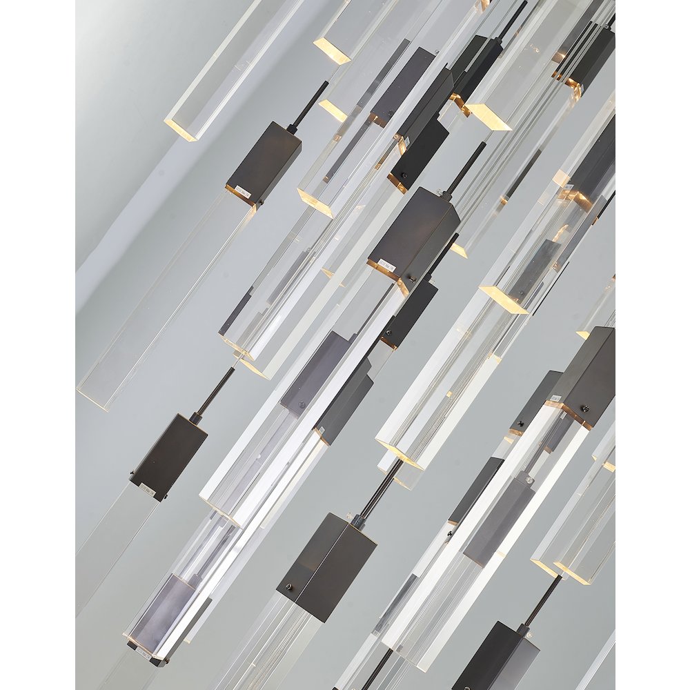41-Light Matte Black Chandelier With A Clear Crystal. Picture 5