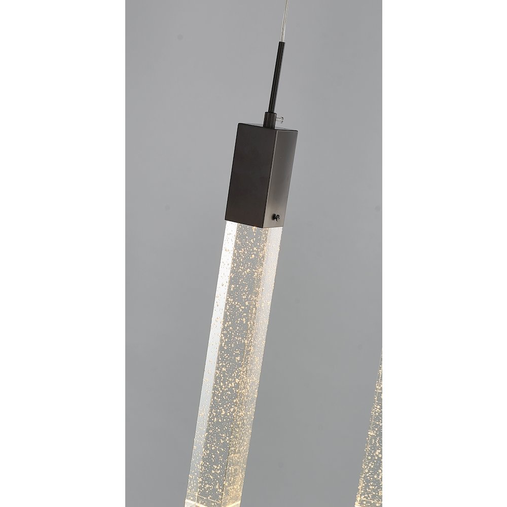 3-Light Matte Black Island Lighting With A Clear Bubble Crystal. Picture 5