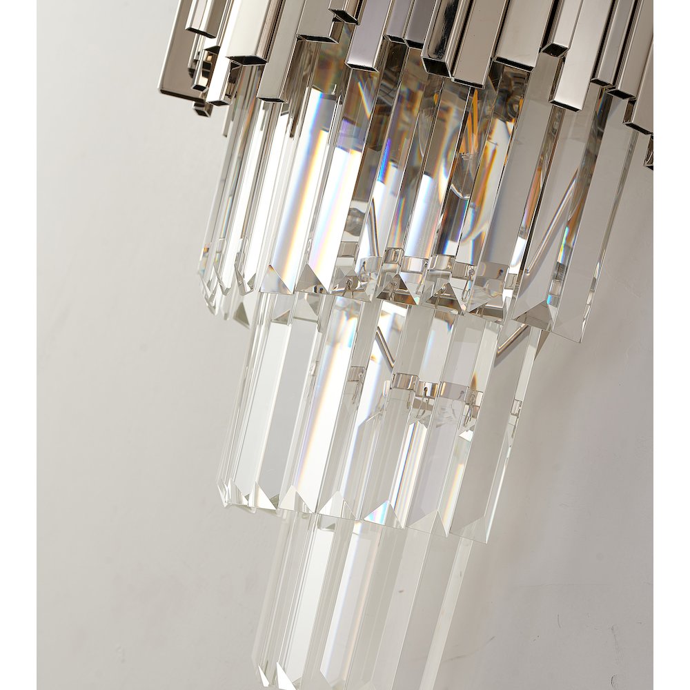 3-Light Chrome Wall Sconce With Clear Crystals. Picture 3