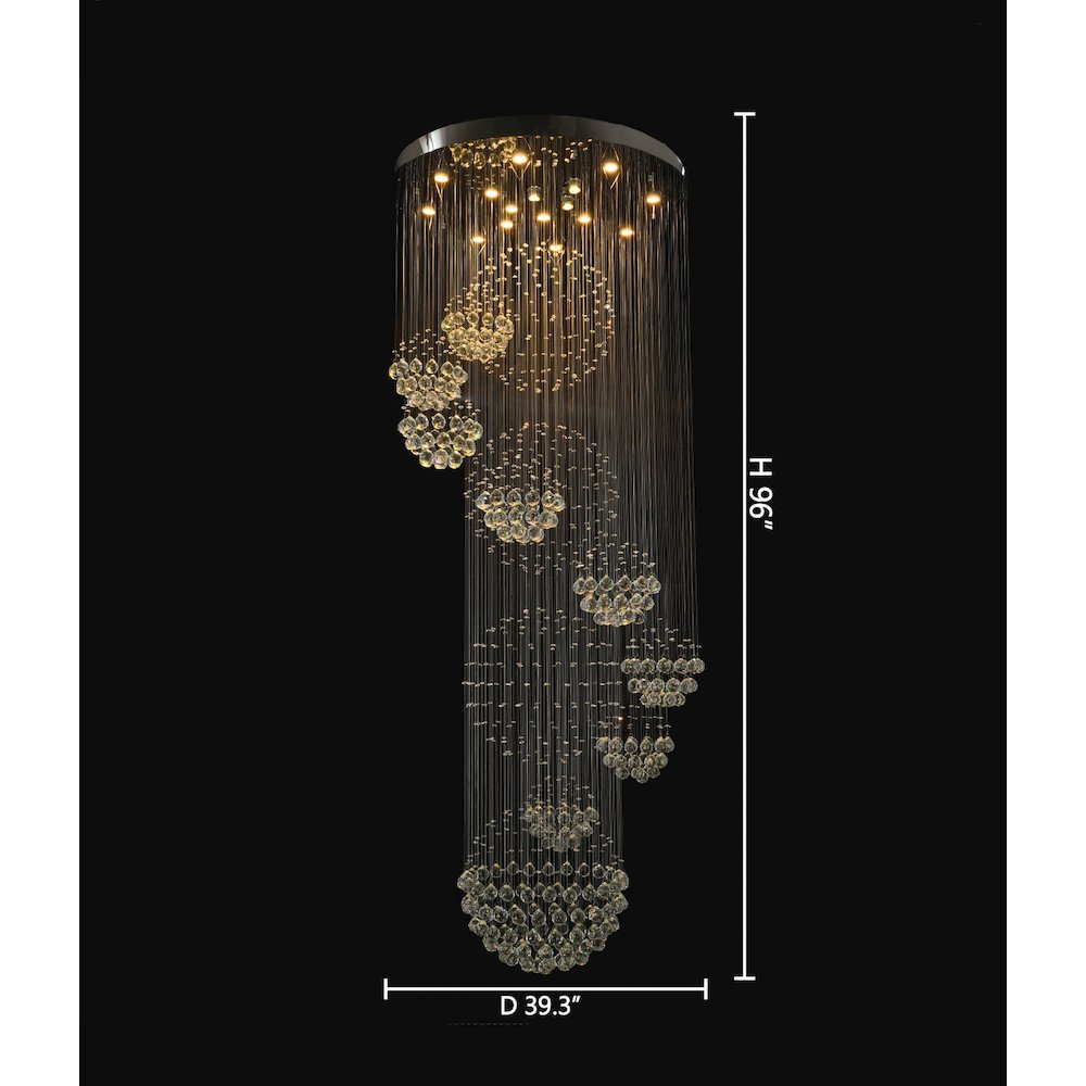 16-Light Chrome Chandelier With Clear Hanging Crystals And Beads. Picture 6