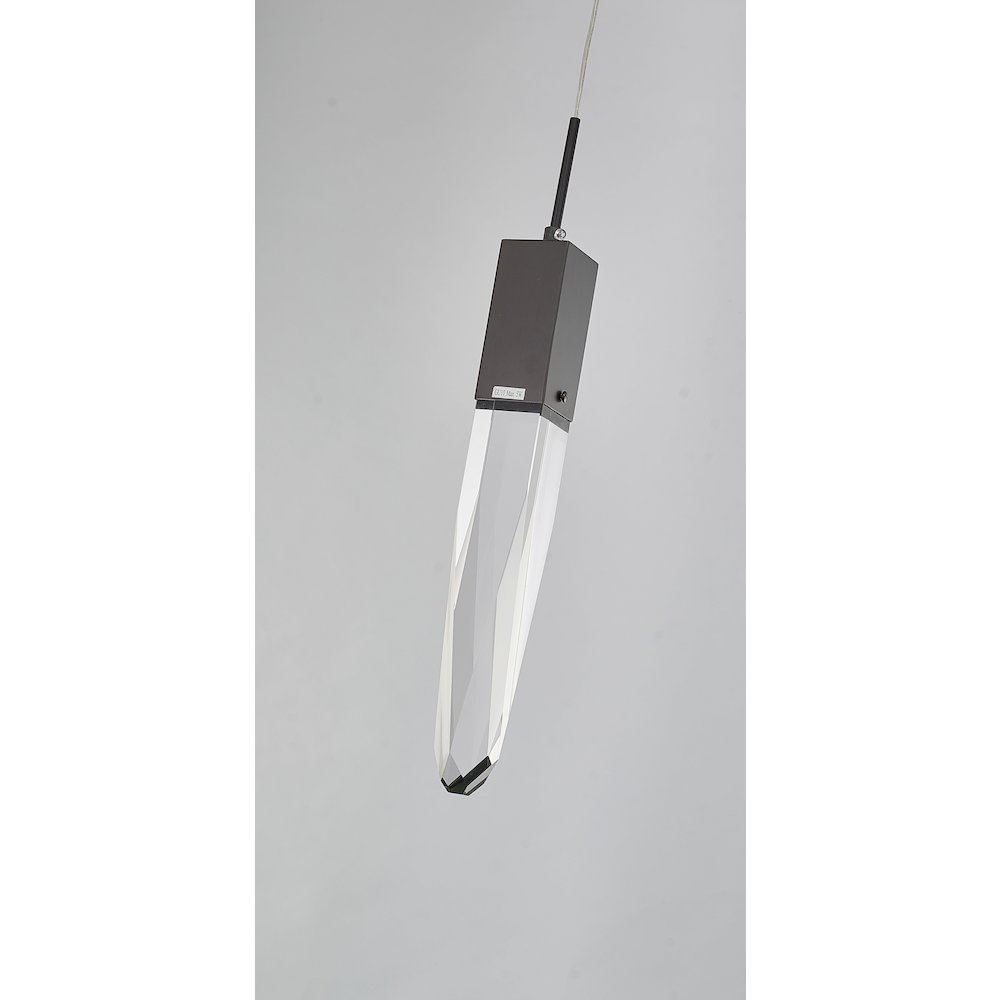 1-Light Matte Black Single Pendant With A Clear Iceberg Crystal. Picture 4