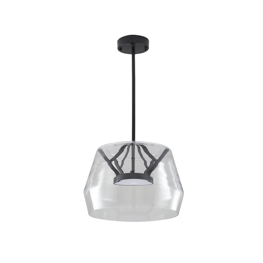 1-Light Black LED Pendant With A Clear Glass Shade. Picture 2