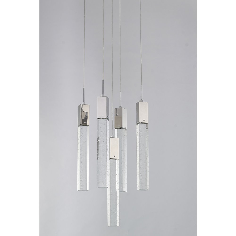 5-Light Chrome Chandelier With A Clear Bubble Crystal. Picture 2