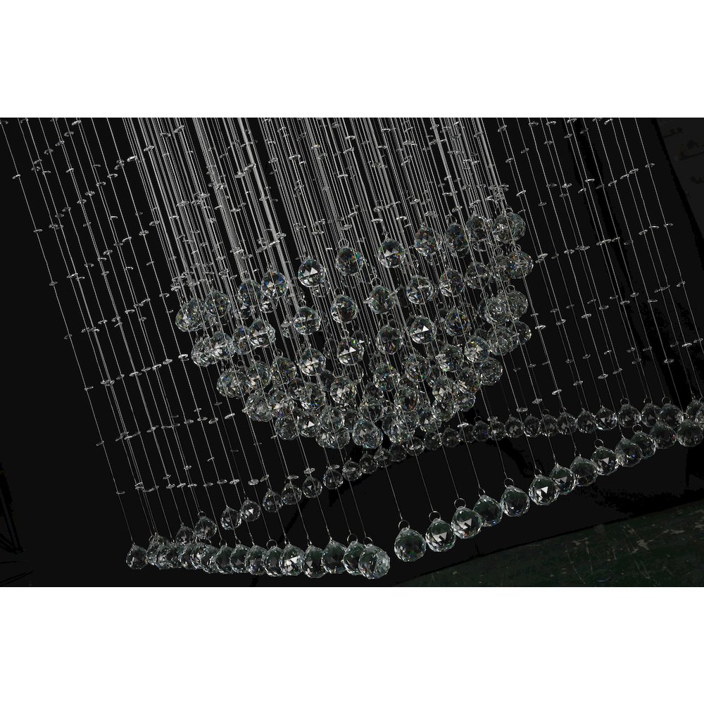 12-Light Chrome Chandelier With Clear Hanging Crystals And Beads. Picture 5