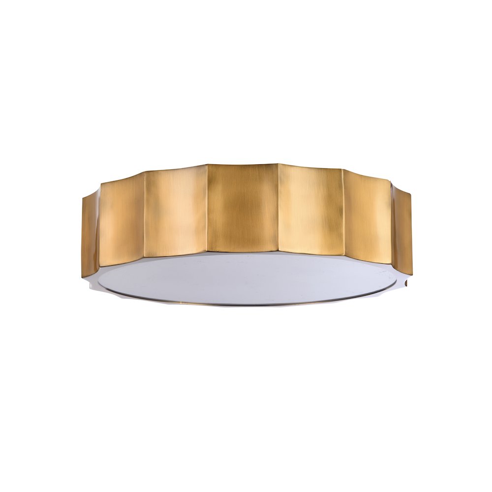 4-Light Brass Iron Flush Mount With A White Acrylic Bottom Cover. Picture 2