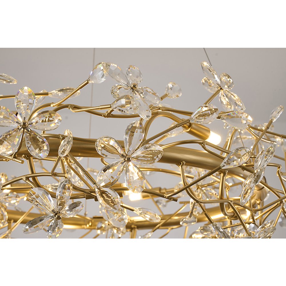 12-Light Gold Aluminum Chandelier With Clear Crystals. Picture 4
