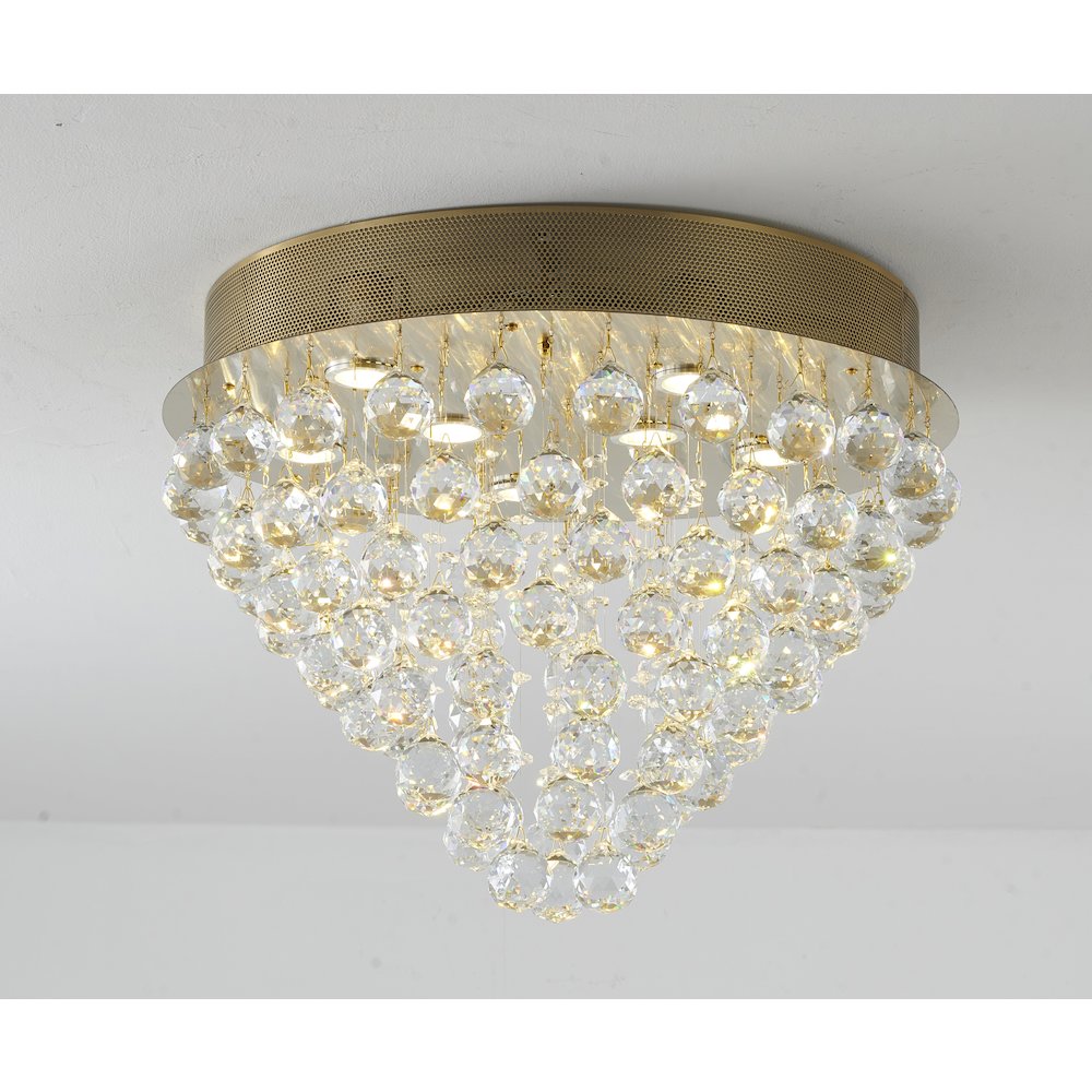 9-Light Gold Flush Mount With Clear Crystals. Picture 3