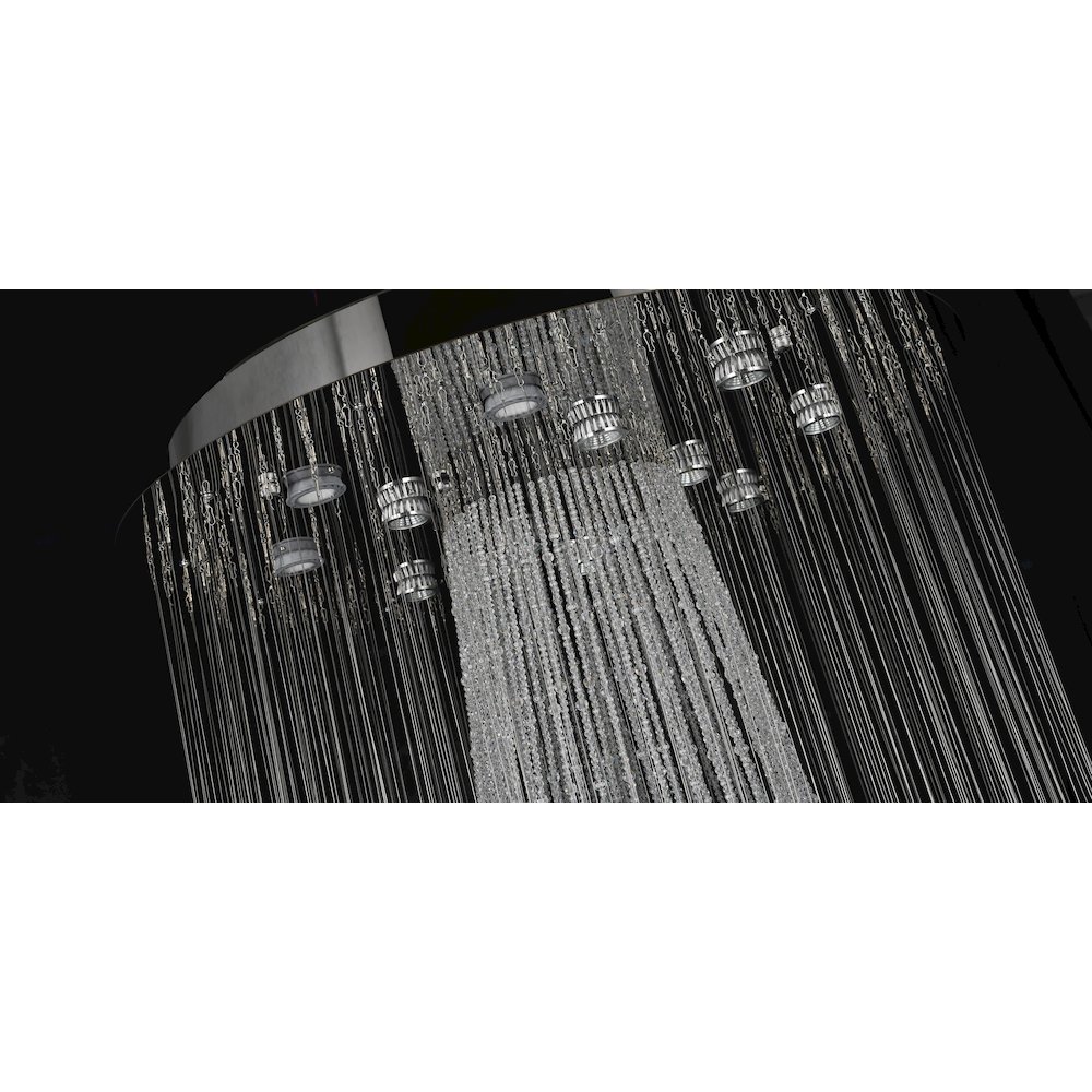 12-Light Chrome Stainless Steel Flushed Chandelier With Clear Crystals. Picture 4