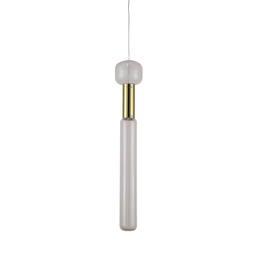 2-Light Gold LED Pendant With Clear Glass Shades. Picture 2