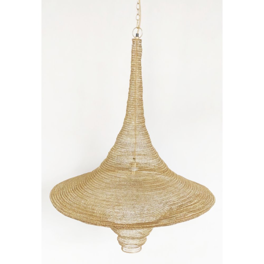 1-Light Gold Pendant With A Chain Basket Shade. Picture 2