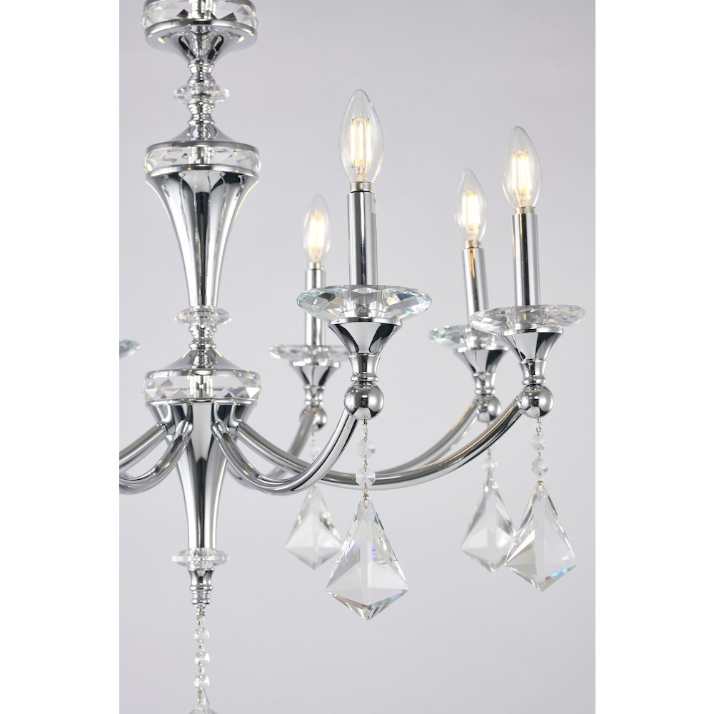 8-Light Chrome Chandelier With Clear And Champagne Crystals. Picture 4