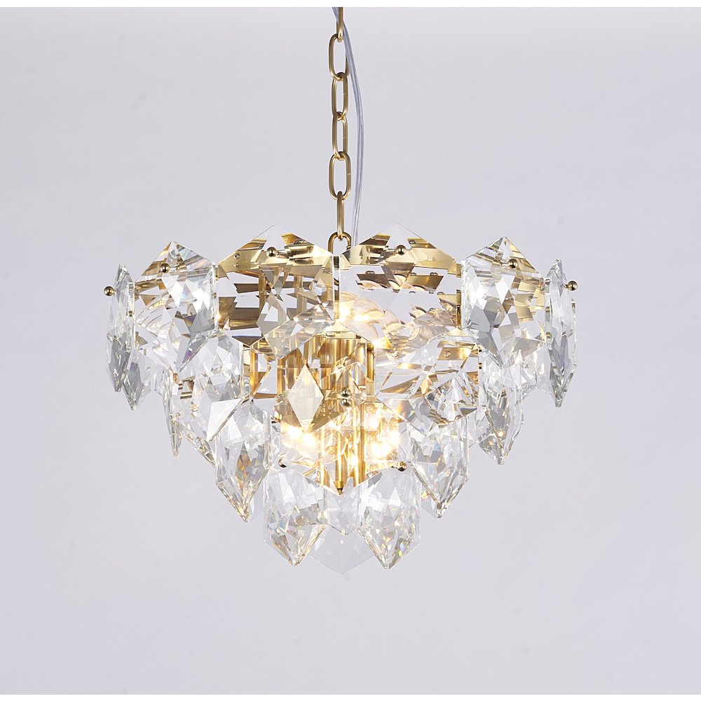 8-Light Gold Chandelier With Clear Crystal Accents. Picture 2