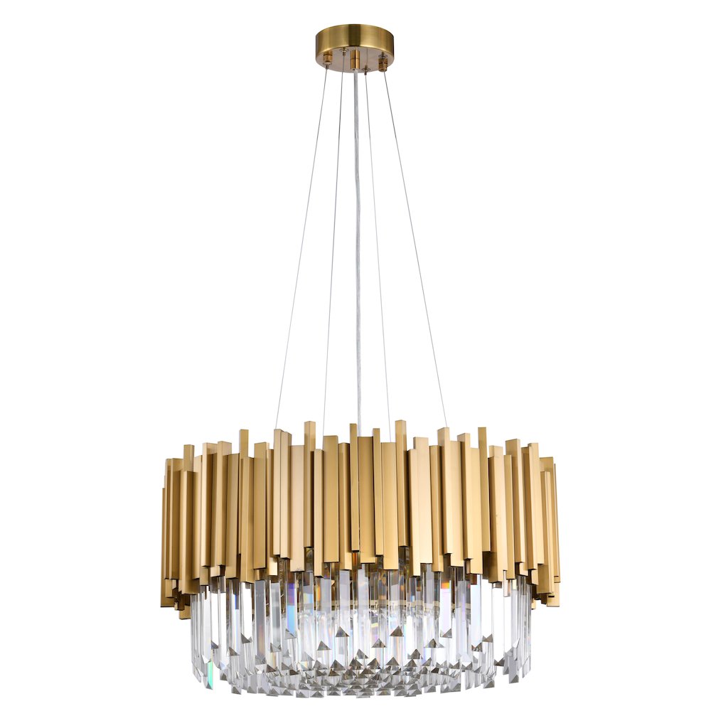 8-Light Gold Stainless Steel Chandelier With Clear Crystals. Picture 2