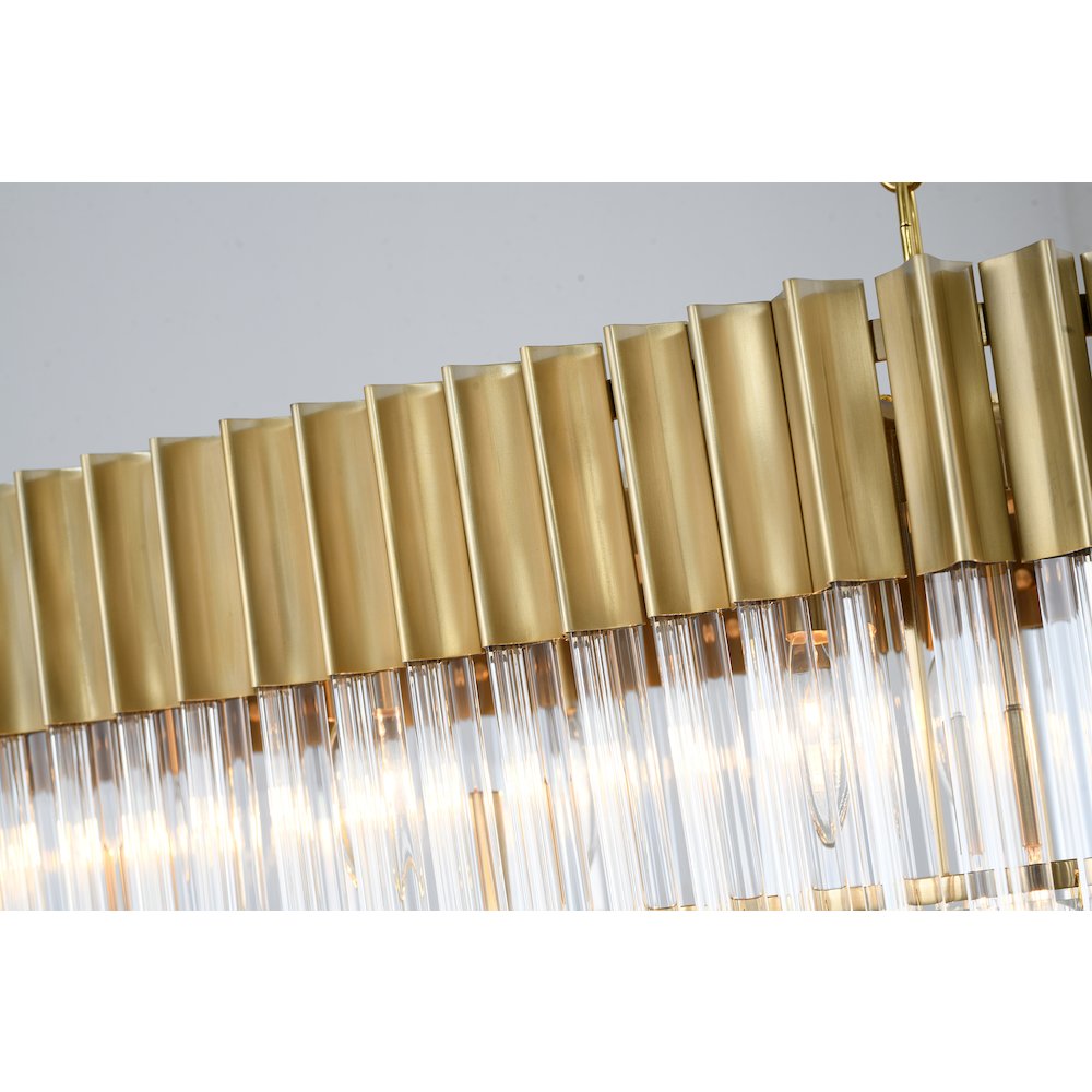 12-Light Brass Chandelier With Clear Crystals. Picture 4