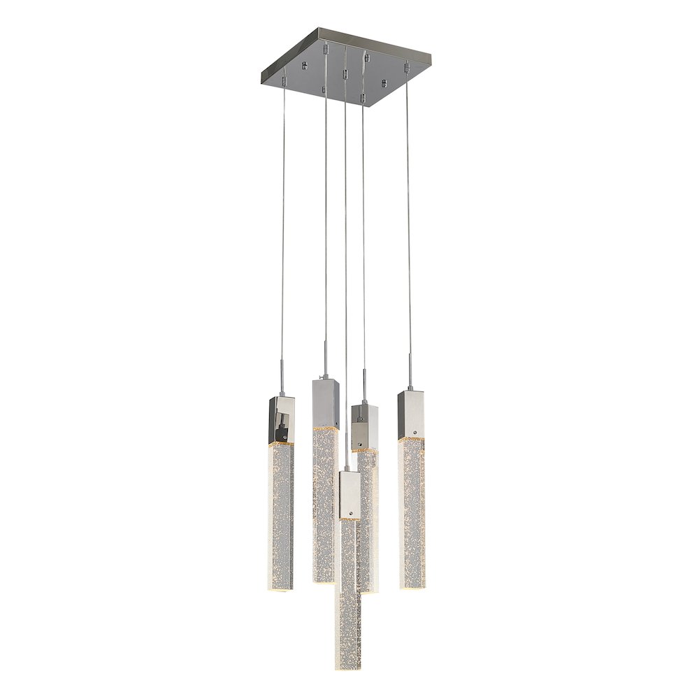 5-Light Chrome Chandelier With A Clear Bubble Crystal. Picture 1