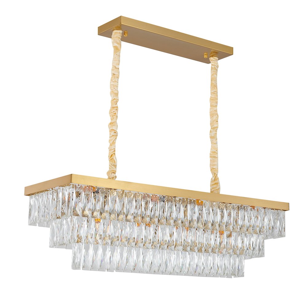 12-Light Gold Metal Chandelier With Clear Crystal. Picture 2