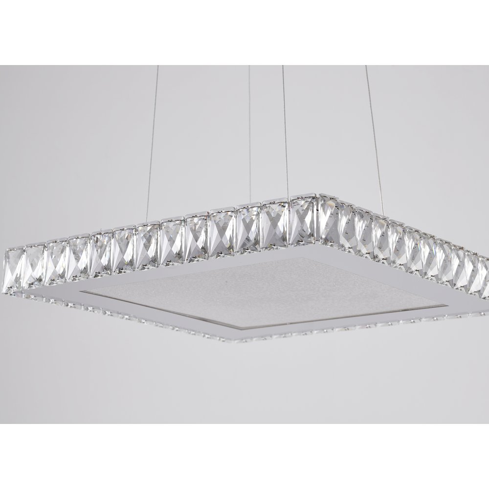1-Light Chrome Dimmable LED Chandelier With Clear Crystals And A Diffuser. Picture 4