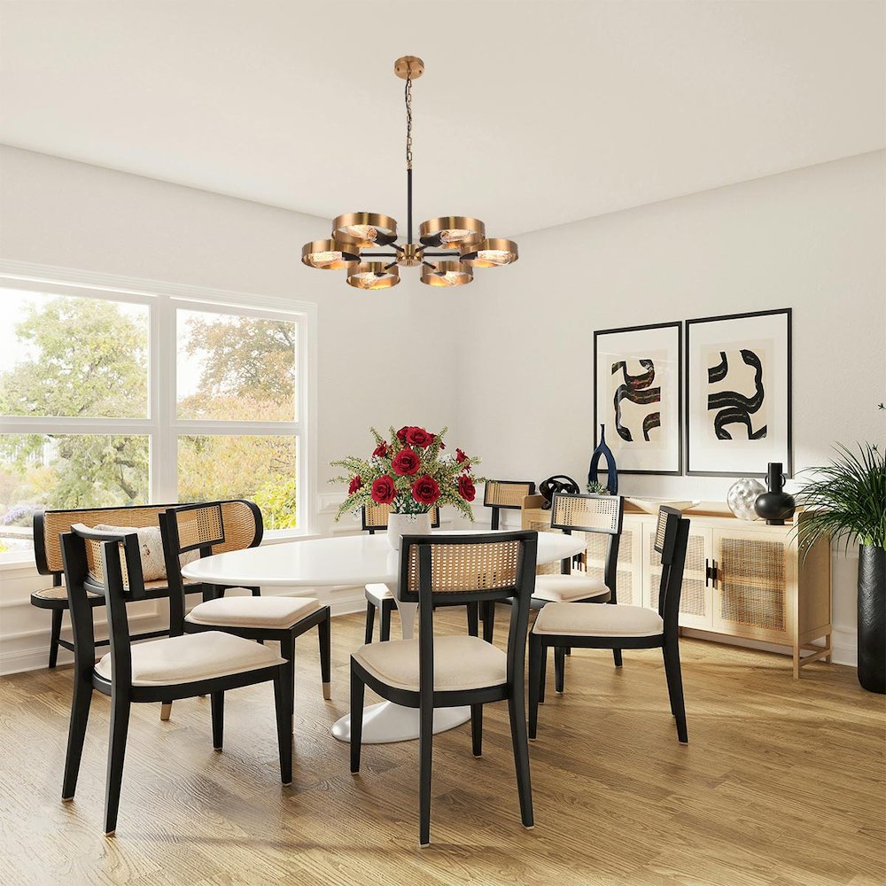 6-Light Black And Golden Bronze Accents Chandelier. Picture 4