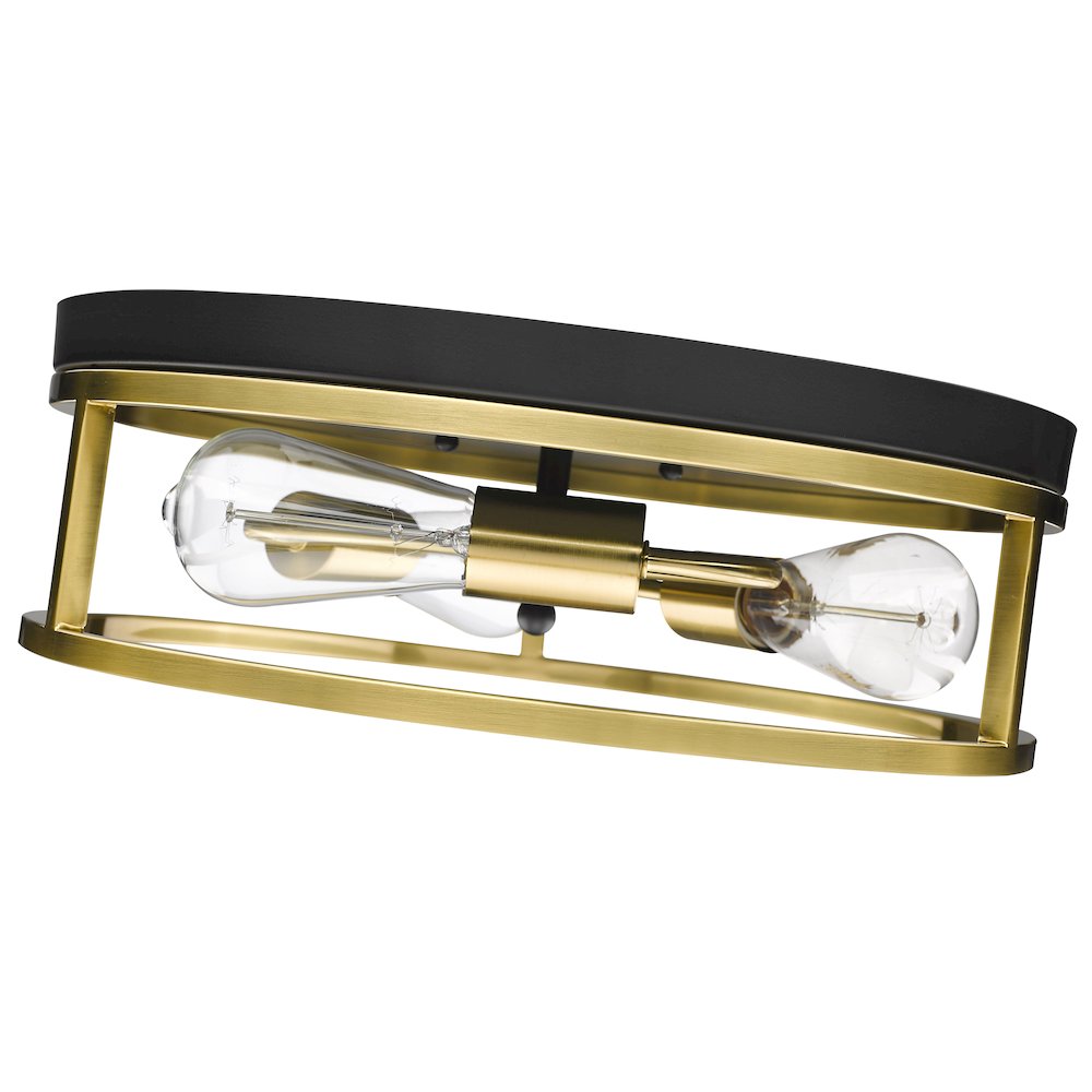 3-Light Black And Gold Metal Flush Mount. Picture 5