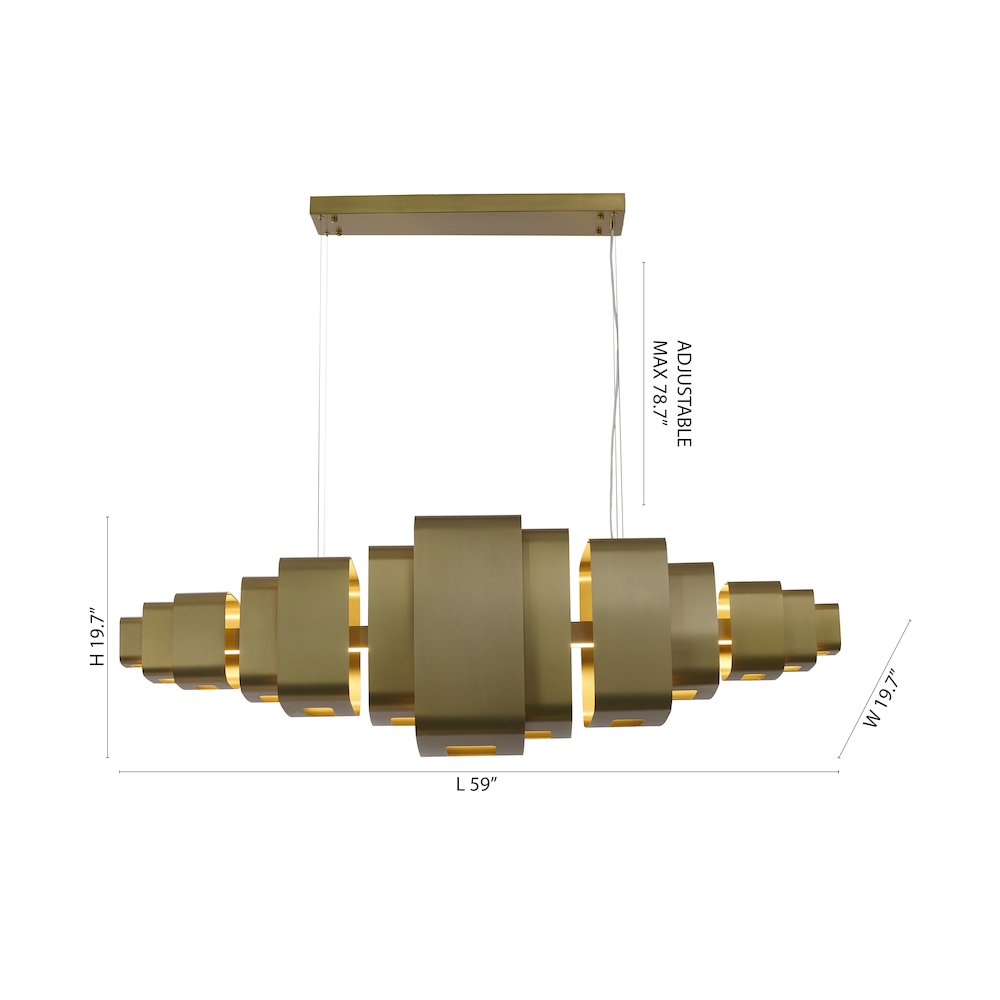 1-Light Satin Brass Stainless Steel LED Chandelier. Picture 6