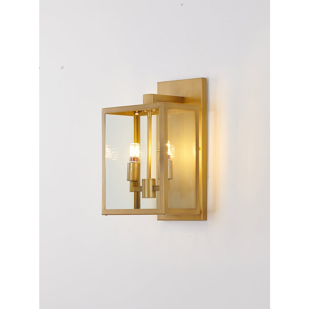 2-Light Brass Outdoor Wall Sconce With A Glass Shade. Picture 2