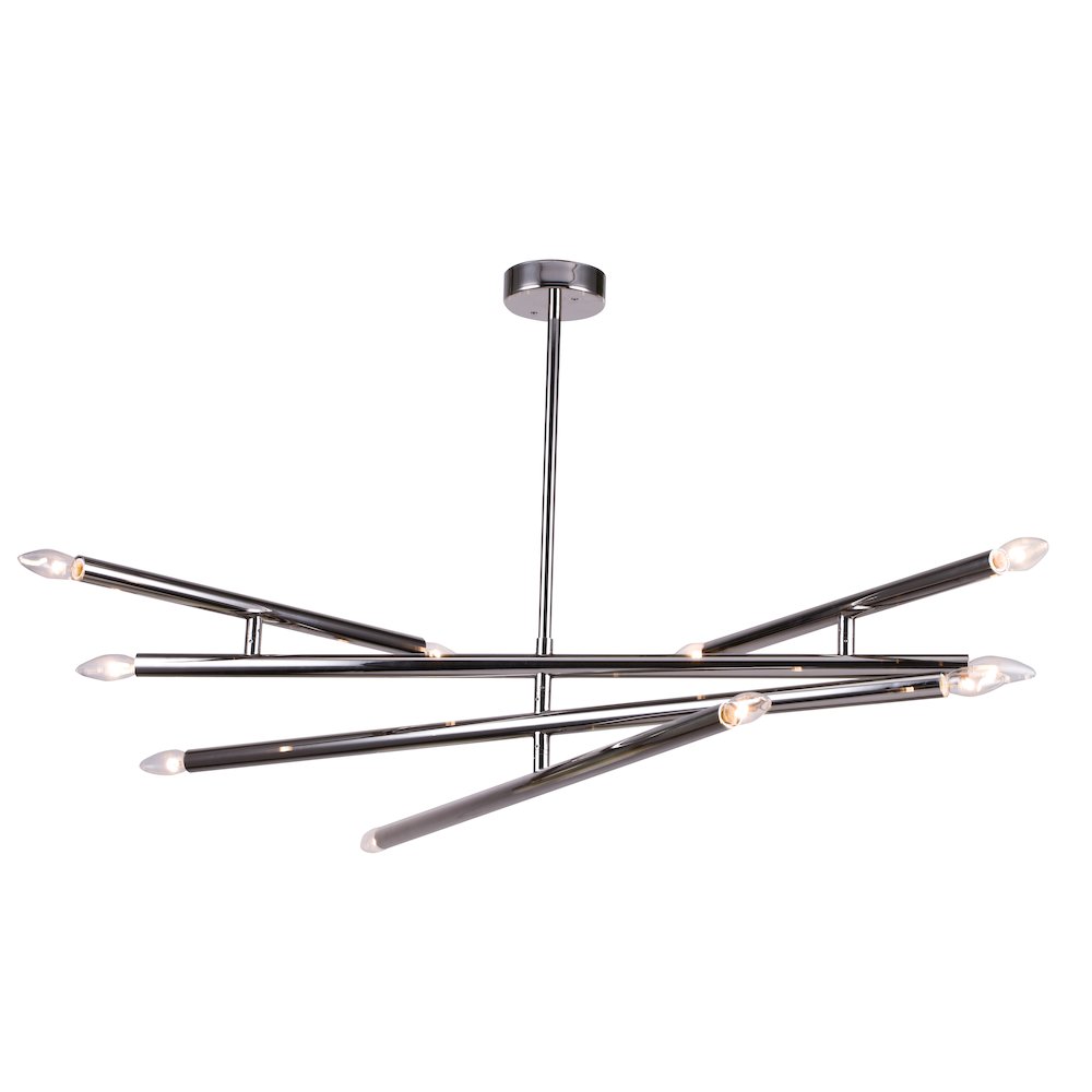 10-Light shiny nickel Rod Match Stick Chandelier. Picture 1