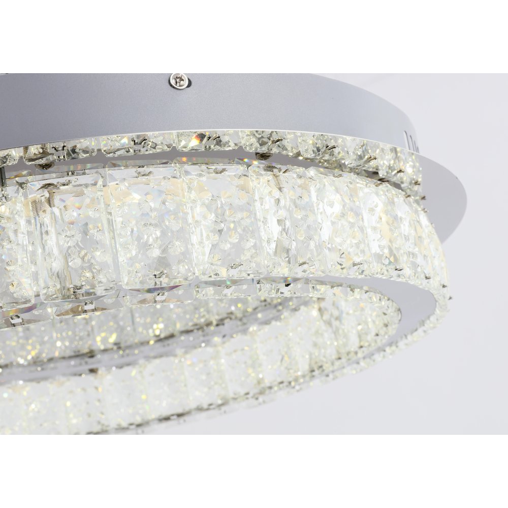 1-Light Chrome LED Flush Mount With Clear Crystal Accents. Picture 2