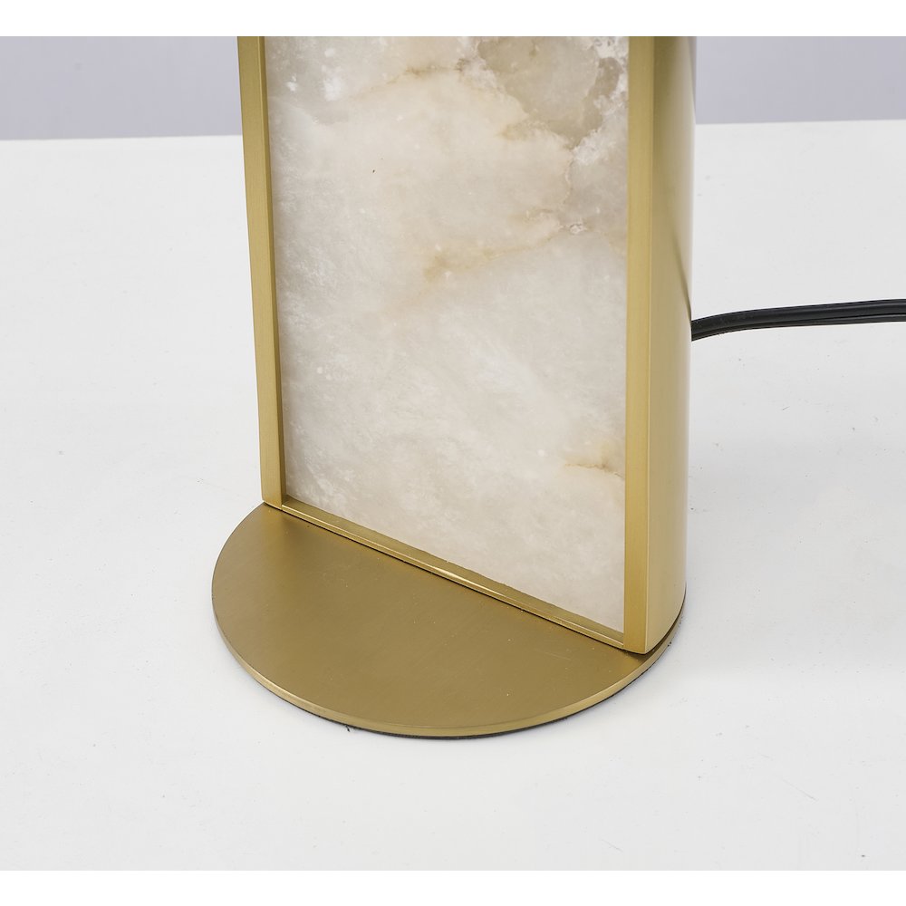 1-Light Stain Brass Aluminum Table Lamp With A White Alabaster. Picture 5